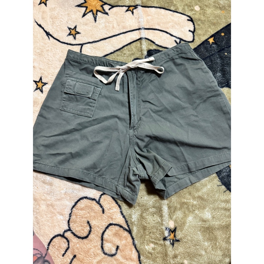 Y2K SLA Olive‎ Green Cotton Utility Shorts Womens Pockets Drawstring Casual